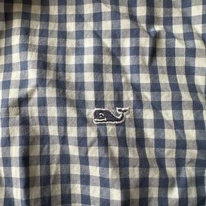 Boys vineyard vines long sleeve button up shirt like new dark blue/lt blue check